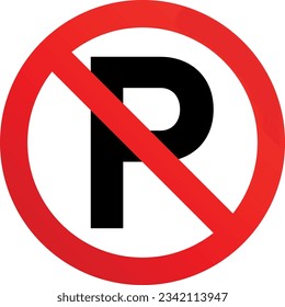 No parking red sign, symbol. Vector ilustration
