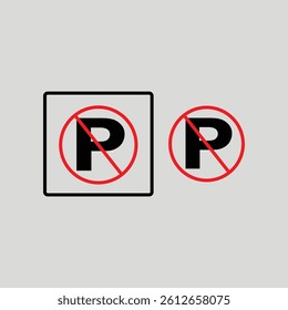 No parking red  vector sign on gray  background