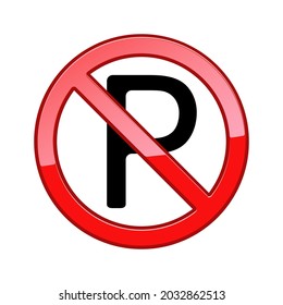 No parking road sign flat vector png isolated on white background