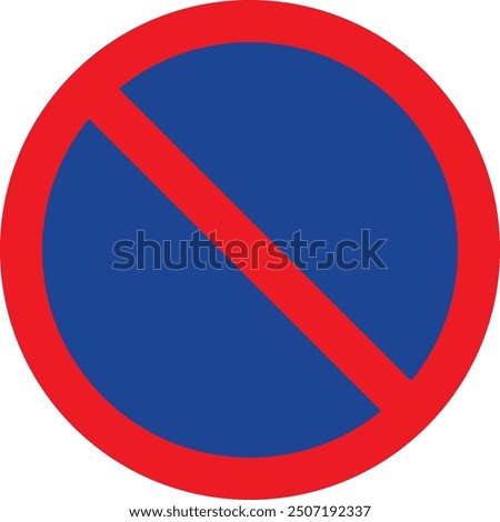 No Parking Road Sign Vector. No Waiting. Prohibited. Prohibition. Do Not Park or Wait.