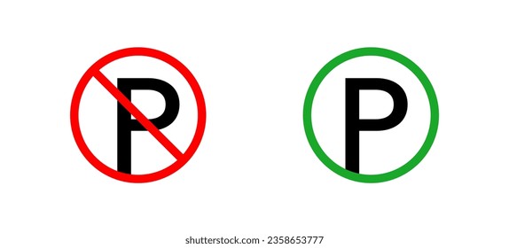 No Parking sign, Allowed Parking sign. Printable stickers. Vector. Isolated on white background.
