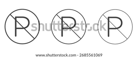 No parking sign - editable stroke vector illustration