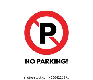 No Parking Sign, Essential for Traffic Regulation and Parking Control, High-Quality Vector Stock Image