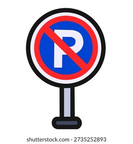 No parking sign in flat style for traffic regulation. Perfect for city rules, navigation visuals, and public signage.