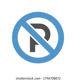 No Parking sign - gray blue icon isolated on white background