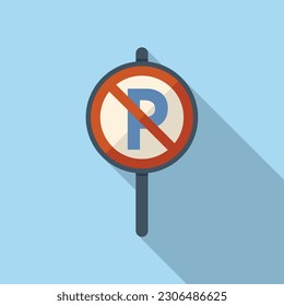 No parking sign icon flat vector. Park space. Security zone