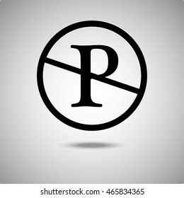 No parking sIgn icon. Flat style.Grey background. Vector illustration.