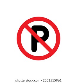 No parking sign icon in generic design. P prohibition symbol