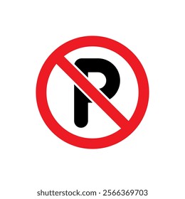 No parking sign icon in generic style. P forbidden symbol