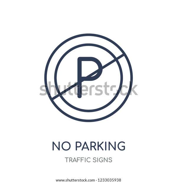 No parking sign icon. No
parking sign linear symbol design from Traffic signs collection.
Simple outline element vector illustration on white
background