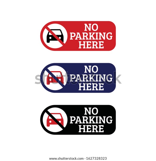 No parking sign icon in multiple color on
white background,
