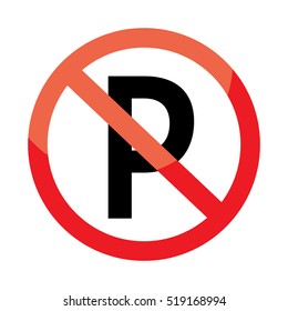 No Parking Sign Icon On White Background.