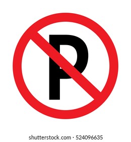 No Parking Sign Icon On White Background.