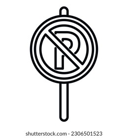 No parking sign icon outline vector. Park space. Security zone