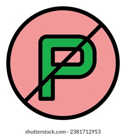 No parking sign icon outline vector. Parking place. Zone traffic color flat
