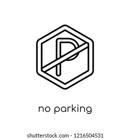 No parking sign icon. Trendy modern flat linear vector No parking sign icon on white background from thin line traffic sign collection, editable outline stroke vector illustration