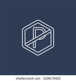 No parking sign icon. Trendy flat vector line No parking sign icon on dark blue background from traffic sign collection. 