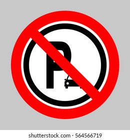 No Parking sign illustration. Forbidden sign isolated on gray background.