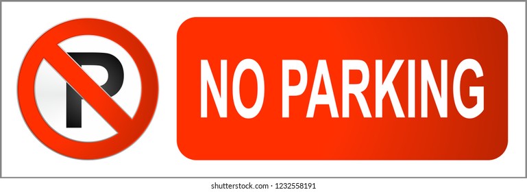 No Parking Sign Landscape Vector. Vector illustration. Car Parking Landscape. Prohibition symbol.