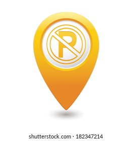 No parking sign on map pointer, vector illustration.