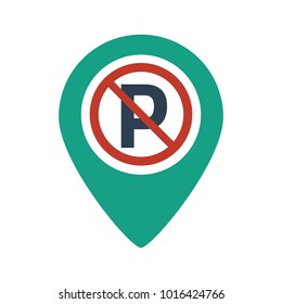 No Parking Sign On White Background. Vector Illustration