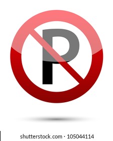 No parking sign on white