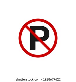 No parking sign on white background. Flat icon illustration.