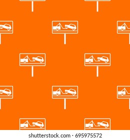 No parking sign pattern repeat seamless in orange color for any design. Vector geometric illustration