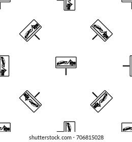 No parking sign pattern repeat seamless in black color for any design. Vector geometric illustration