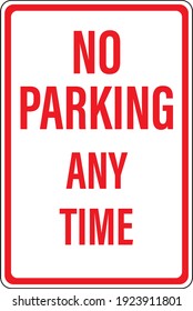 No Parking Sign Red and White