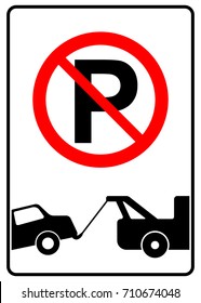 No parking sign with tow away symbol, vector illustration.