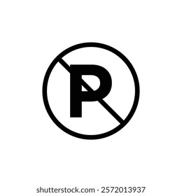 No parking sign vector in black colors