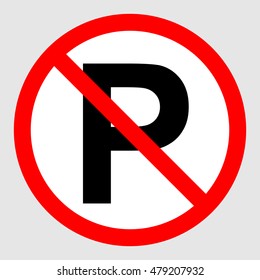 No parking sign , vector illustration on a light grey background