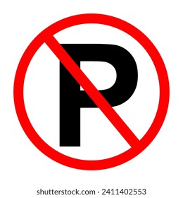 No parking sign vector, isolated white