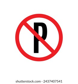No Parking Sign Vector Line Icon illustration.
