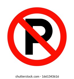 No Parking Sign Vector On White Background