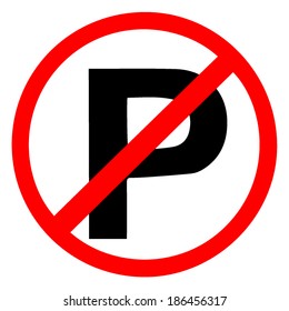 No Parking Sign Vector On White Background 