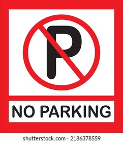 No parking sign vector red and white color no parking sign