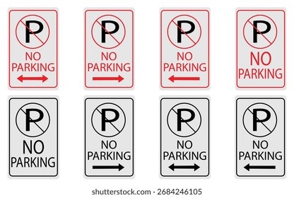 Kein Parkschild Vektor Set - Rotes Verbotssymbol und blaues Parksymbol für die Verkehrsregelung
