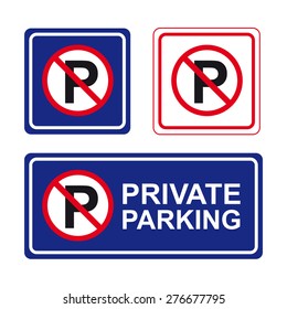 No parking sign vector set private parking