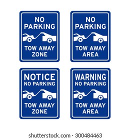 No parking sign vector set tow away zone
