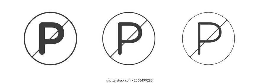 No parking signs flat and linear vector illustration on white background.