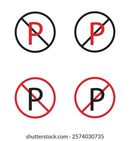 No Parking Signs Four Variations for Different Applications.