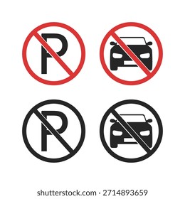 Vector del icono de las señales de aparcamiento, símbolo prohibido de la parada de tráfico para el coche y la seguridad vial, aislado en fondo transparente.