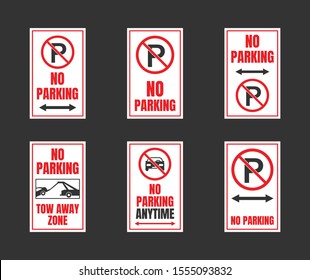 No Parking Signs Set Parking Prohibited Stock Vector (Royalty Free ...