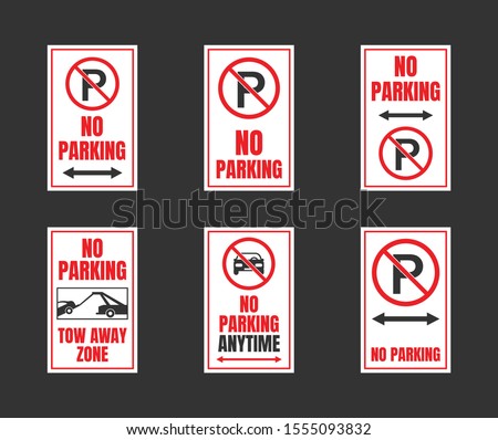 No parking signs set, parking is prohibited icons