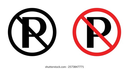 No parking signs vector set
