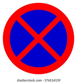 No parking or stopping, prohibition sign, vector illustration.