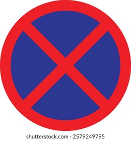  No parking or stopping sign. road forbidding sign. The sign stopping vehicles is prohibited. Vector illustration.
