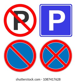 No parking, no stopping, no waiting, no standing sign. Parking area sign. Vector icon. svg